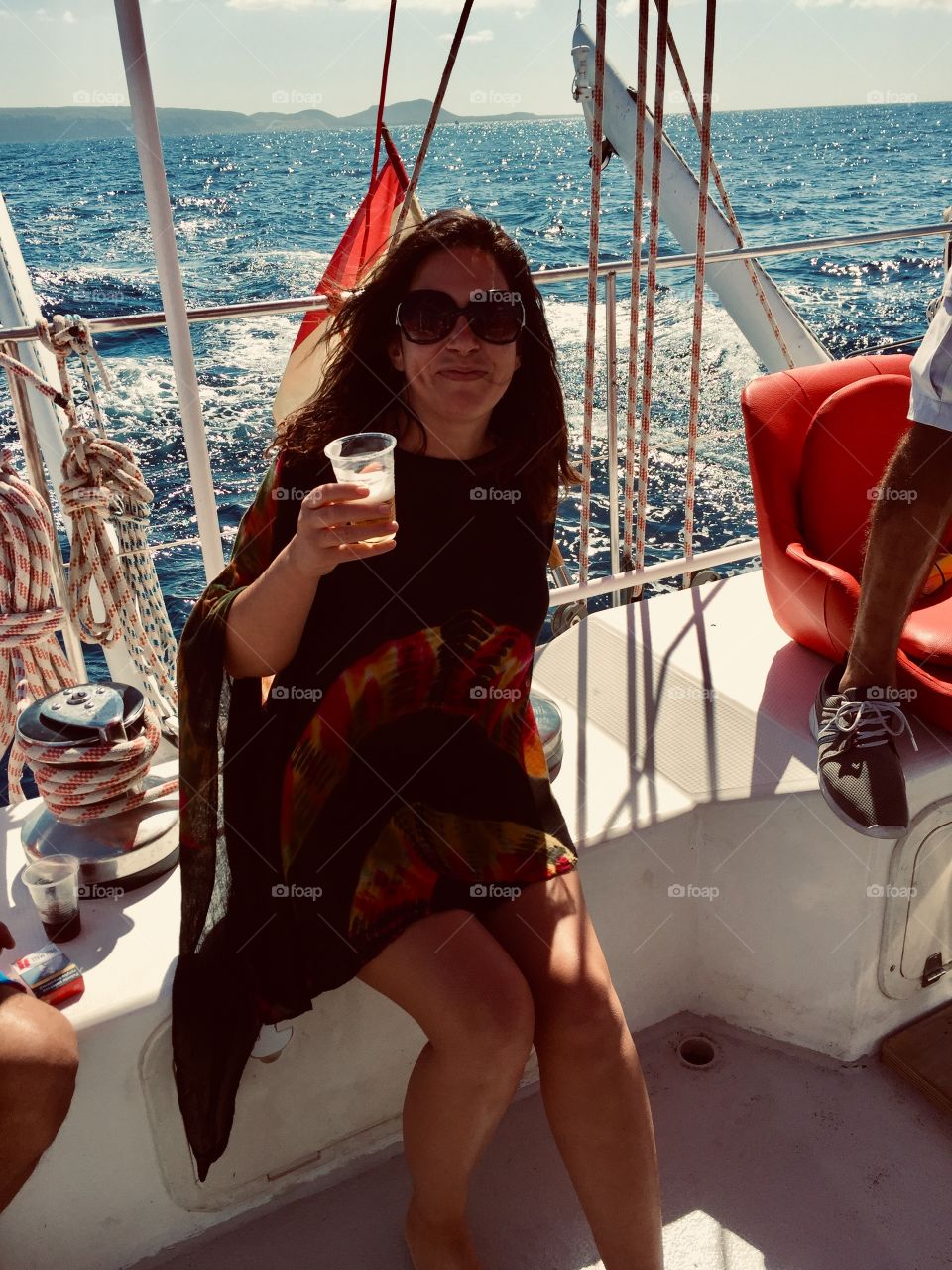 Selfie on a boat woman 