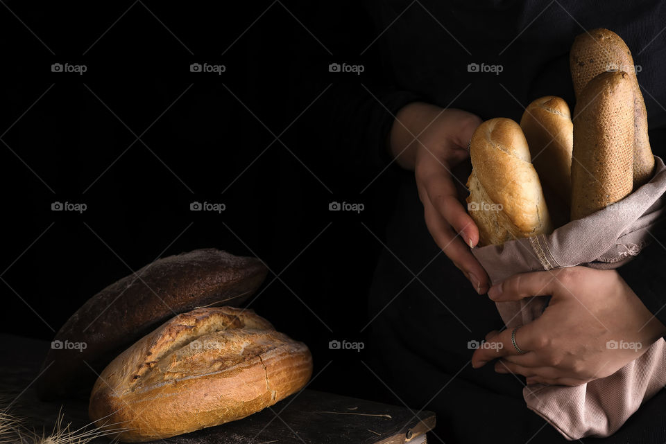 homemade bread in the woman hand