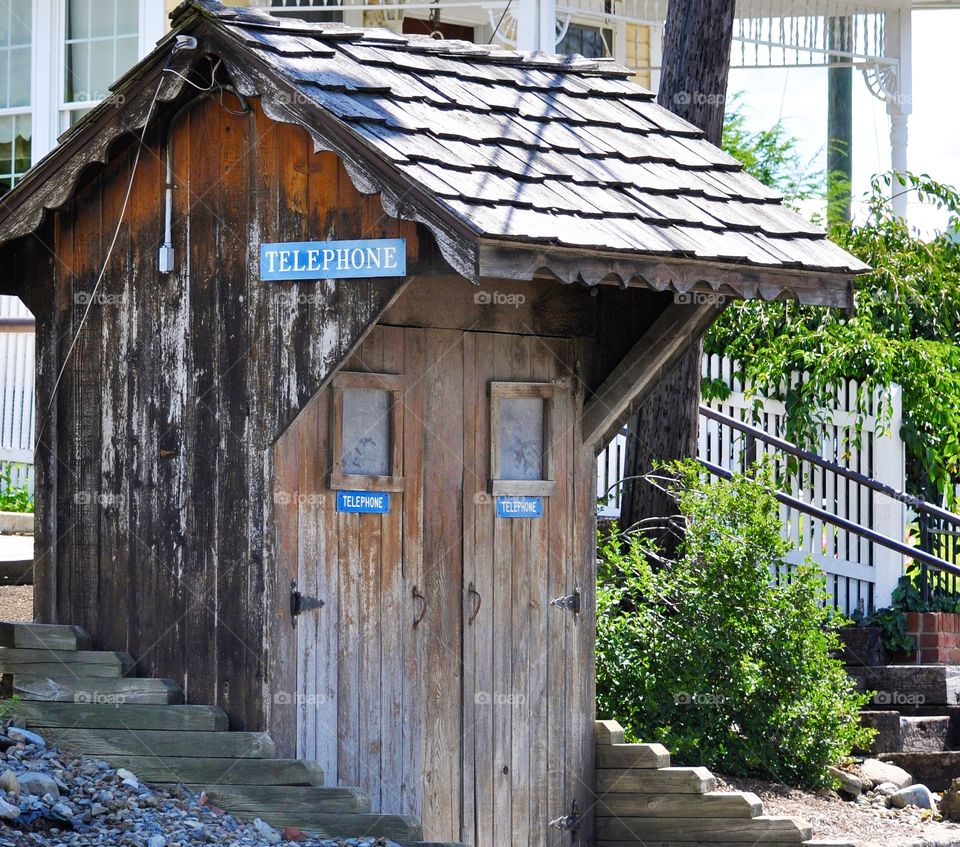 Amish phone booth, old wooden