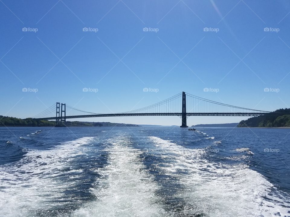 Tacoma Narrows bridge from boat