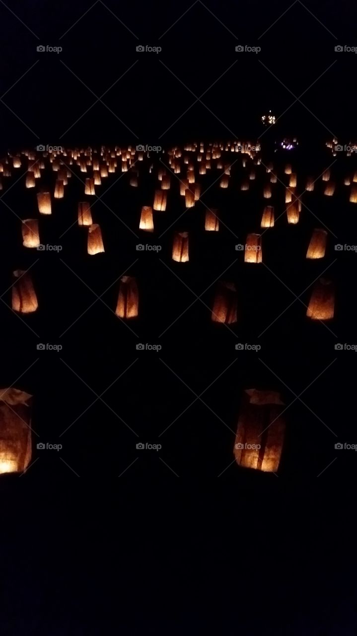 Labyrinth made of illuminated paper lanterns