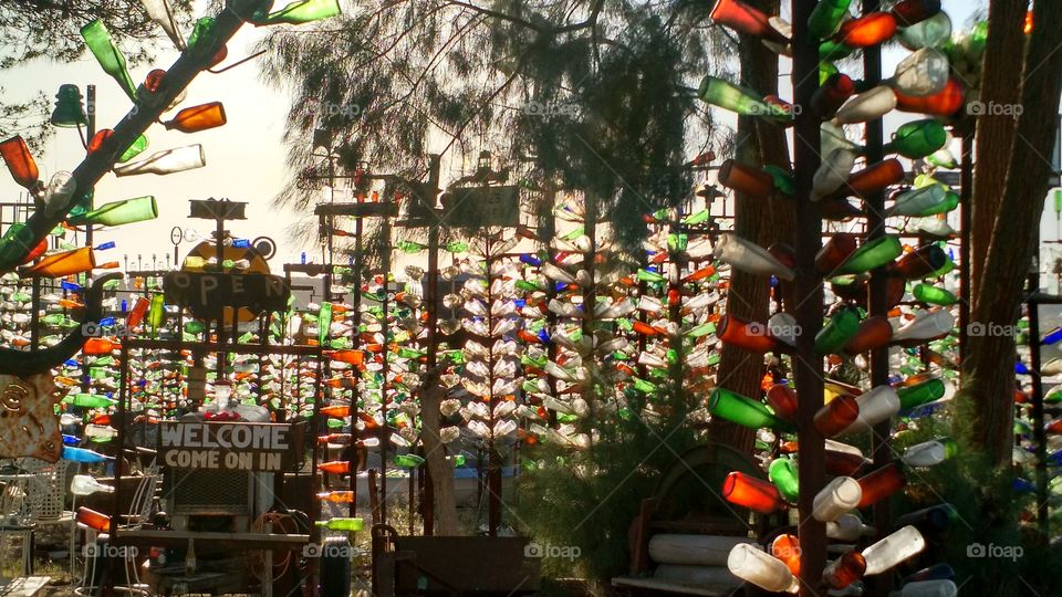 Bottle Trees at Sunset. Photo taken at Bottle Tree Ranch on Route 66