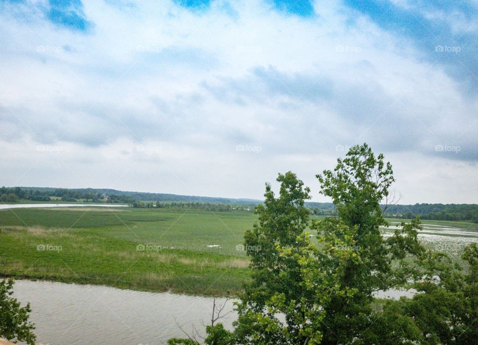 Blue sky river view