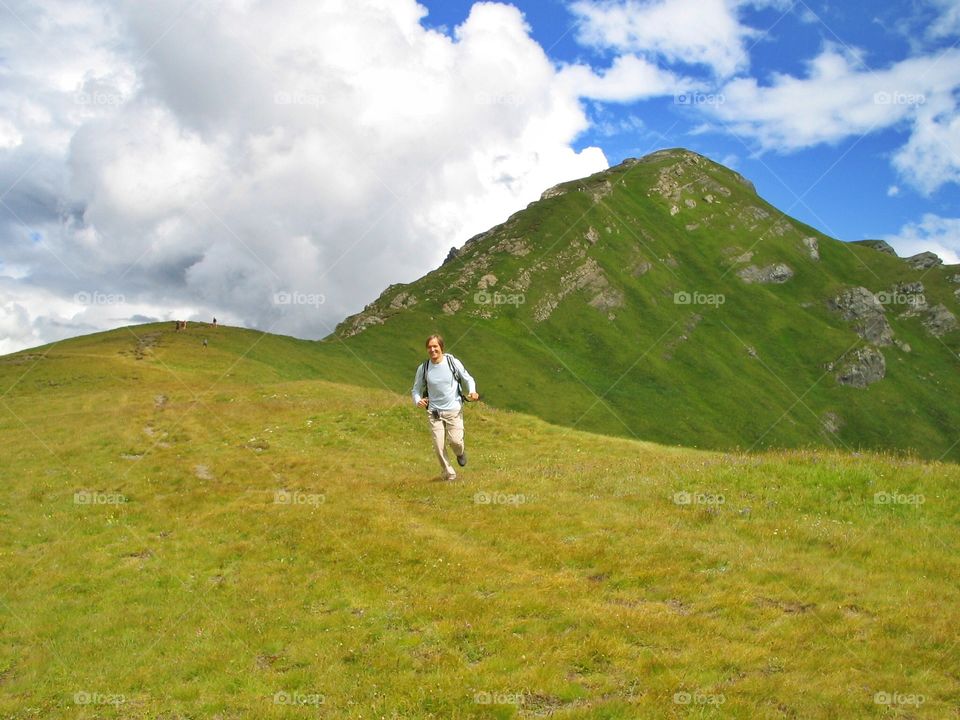 Running off from the hill. A happy moment in my vacation while I ran off from the hill