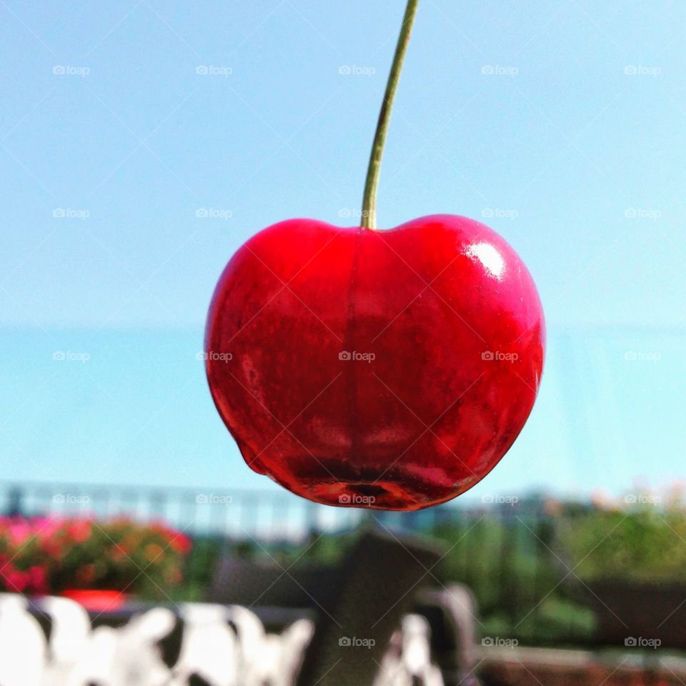 Next to a cherry. I'm going to eat this cherry now!