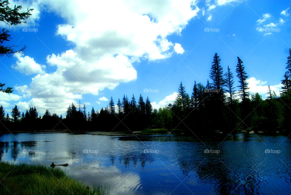 Reflection of sky and clouds in lake