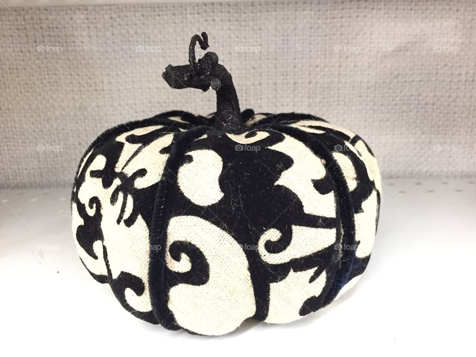 Black and white pumpkin. Still waiting for it to turn into a carriage or a car.