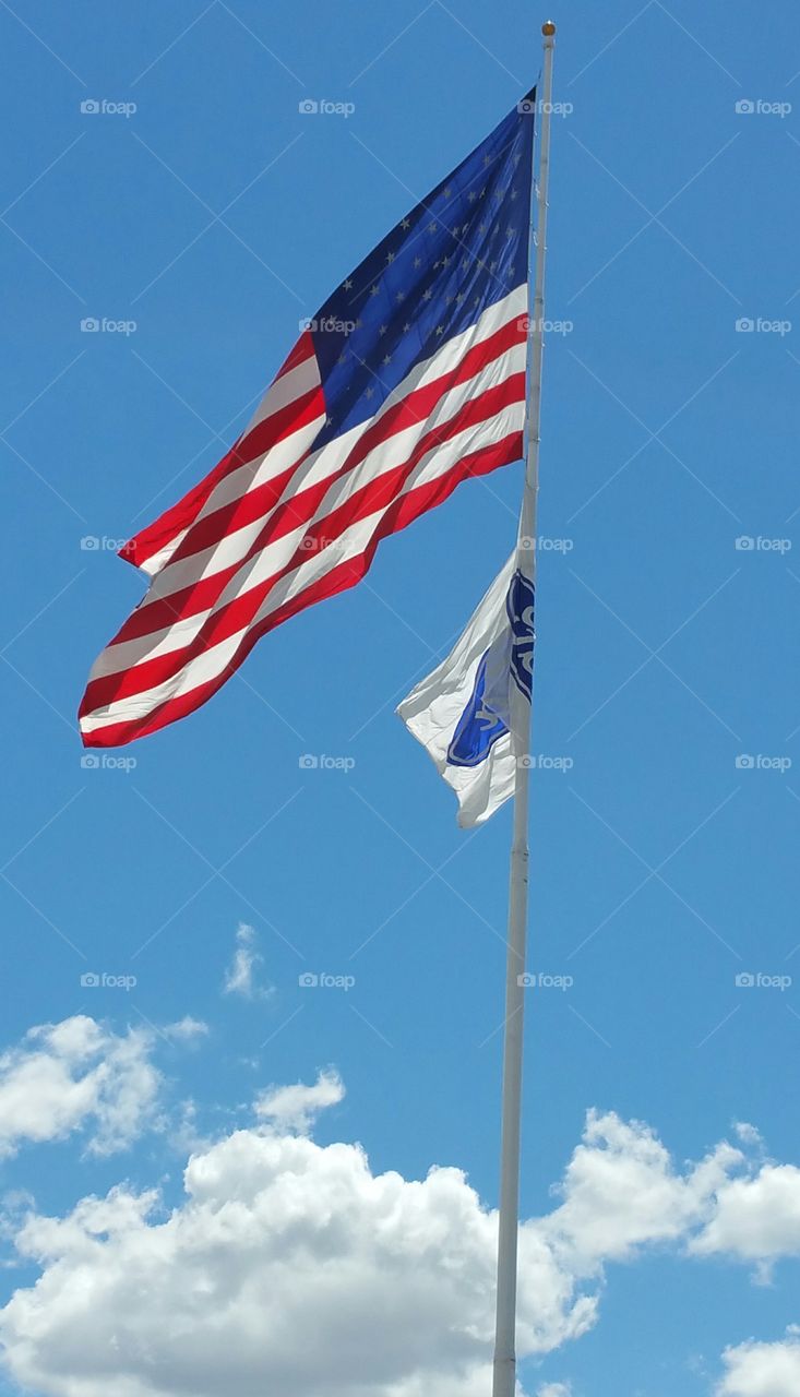 flags blowing in the wind