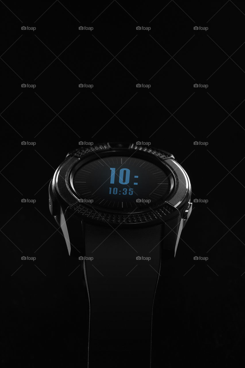 smart watch fitness tracker on black background