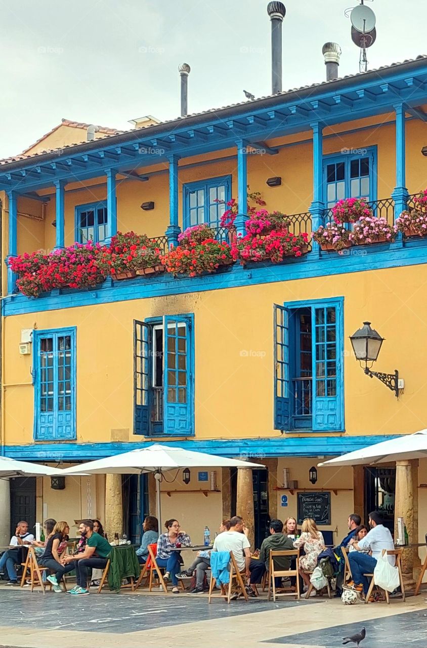 Nice blue and yellow house