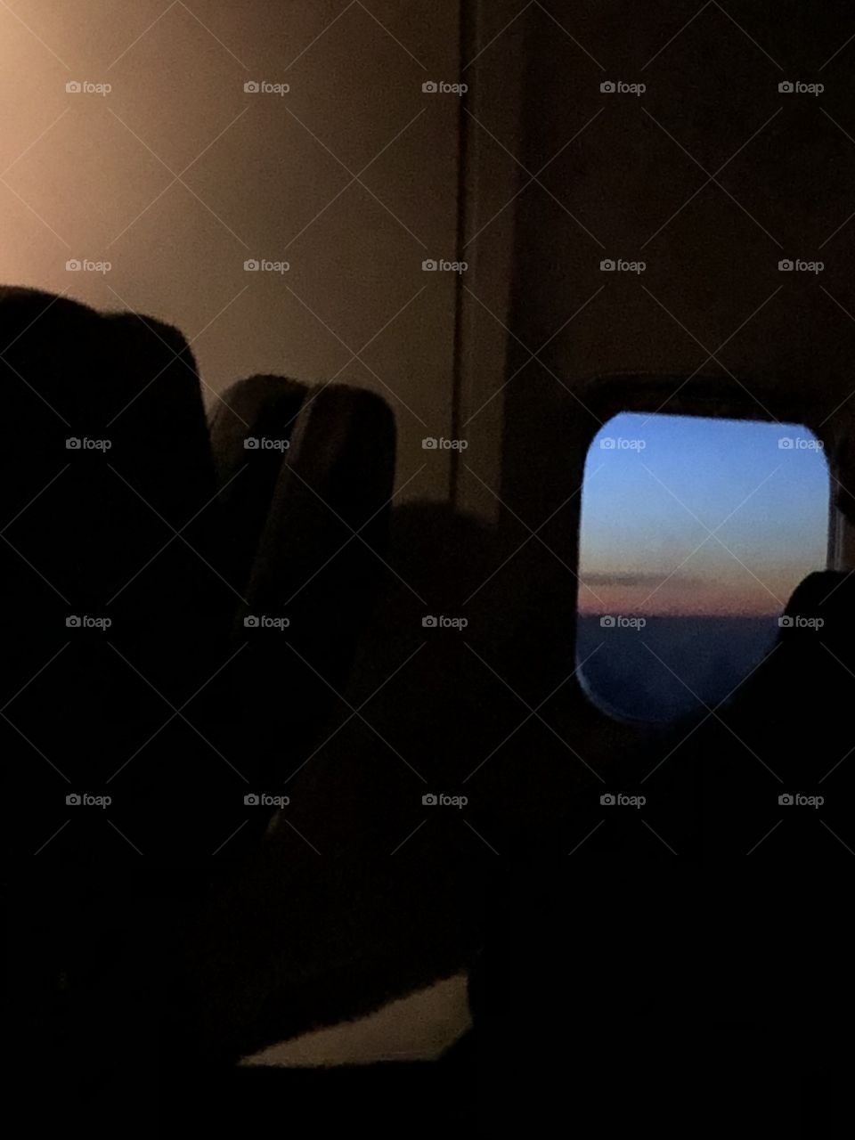 Dawn on an airplane
