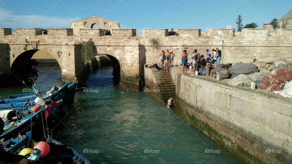 Beautiful jump to water