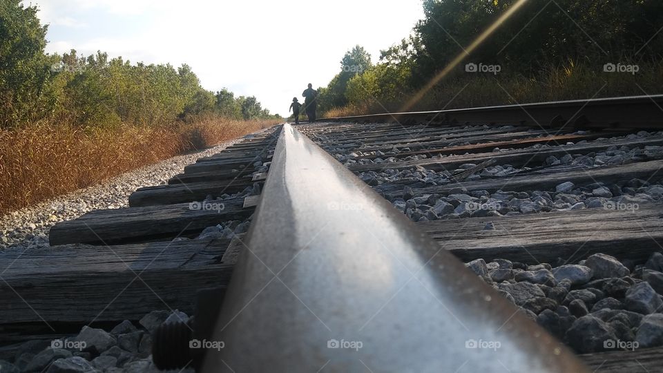 rail road line, father and son