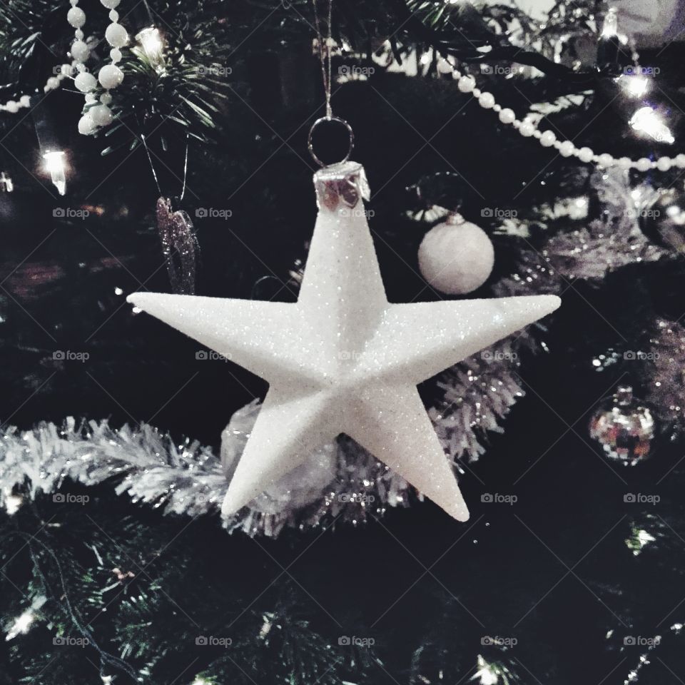 Christmas star on tree