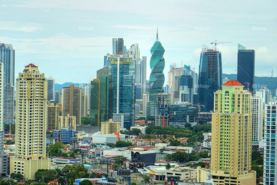 A view overlooking the financial district of Panama City, Panama
