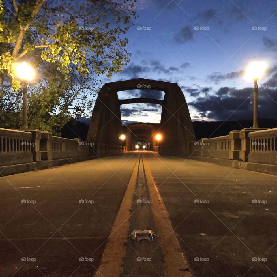 Night setting in over the bridge
