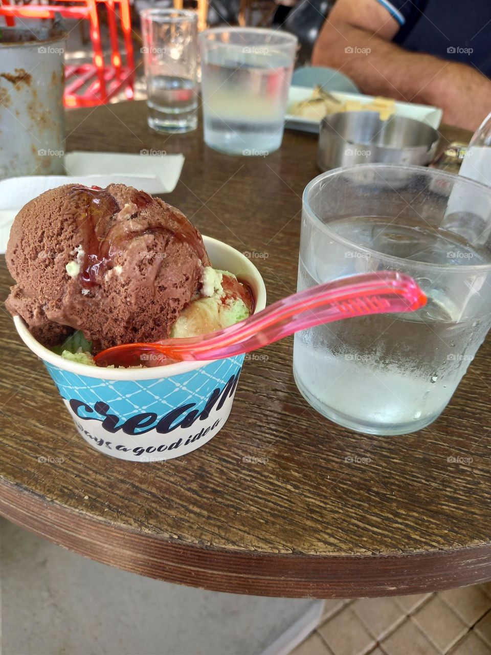 Icecream  and water