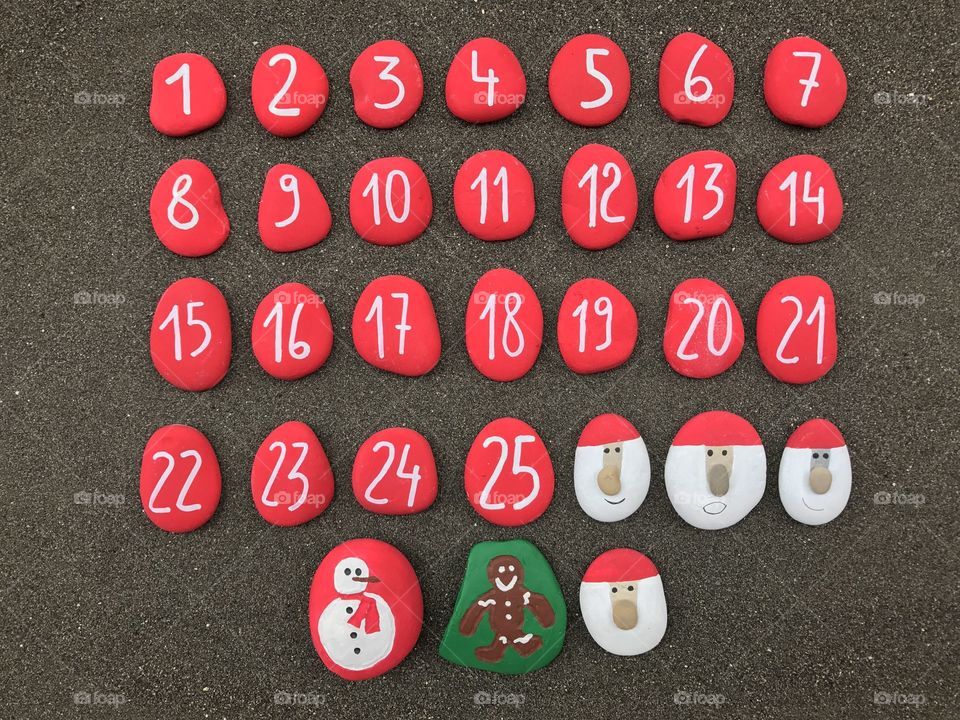 Christmas calendar with coloured stones