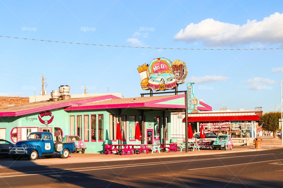 Vintage roadside diner along the old Route 66.