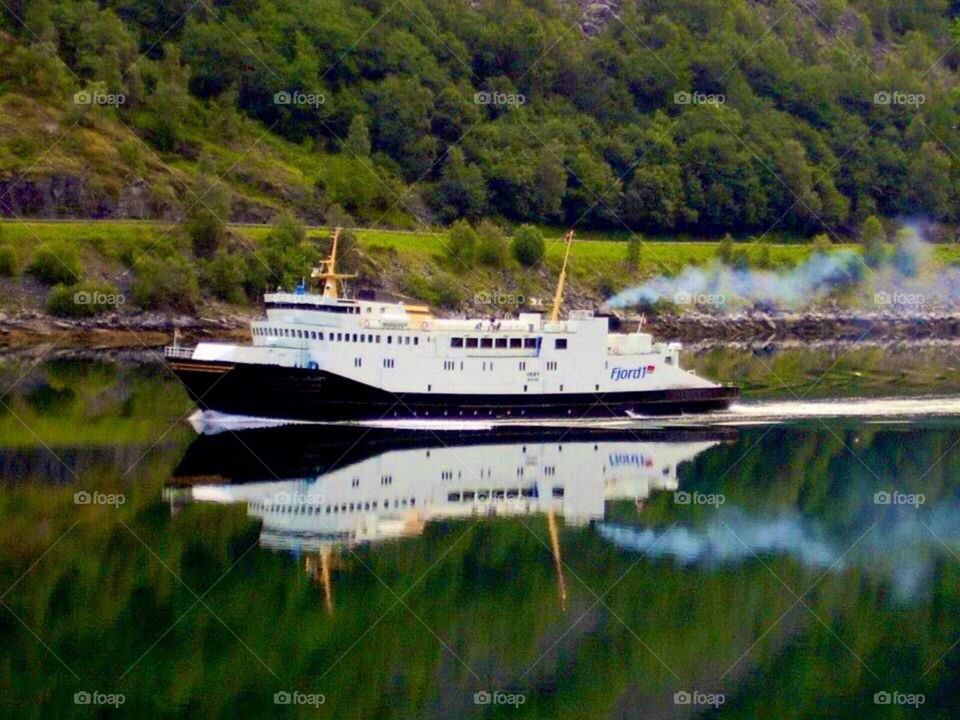 Fjord ferry in Geiranger . Norway