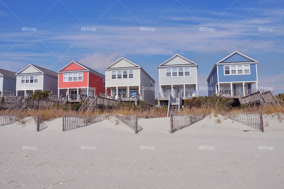 A row of colorful beach homes 