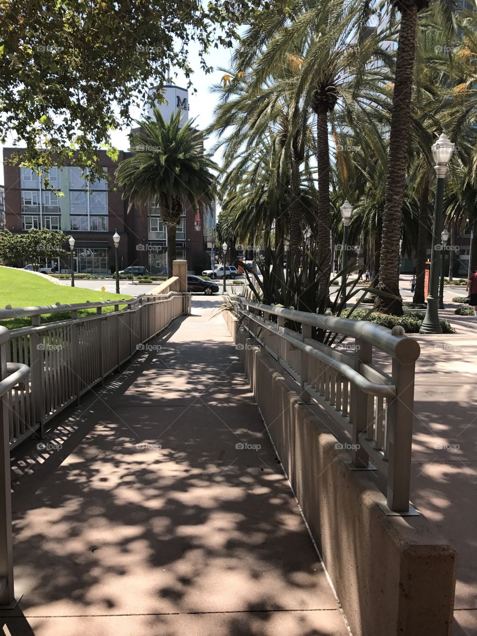 Shaded walkway Anaheim city hall