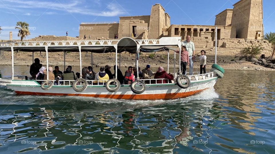 A boat trip to Philae temple in Aswan city, Egypt 