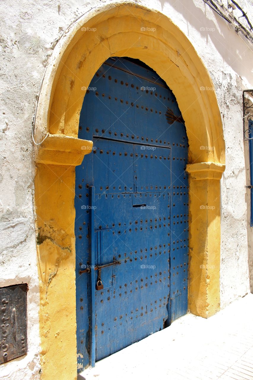 Moroccan door. Brightly coloured door in Essaouira