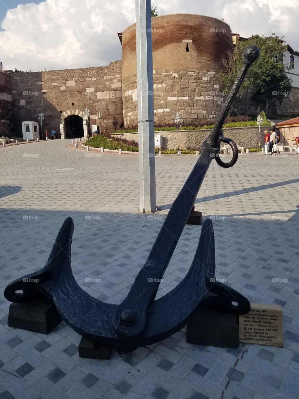 an anchor sculpture outside of Ankara castle in Turkey