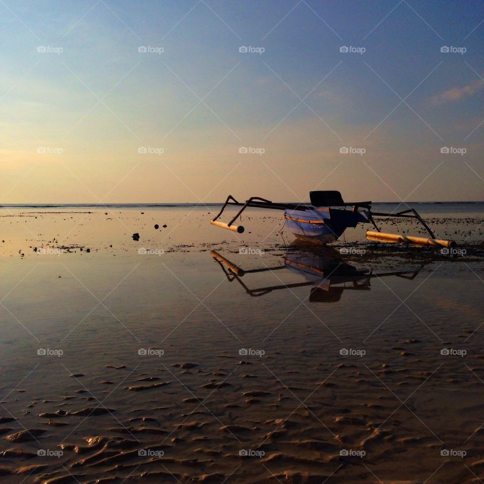 Untitled . Boat Reflection on low tide