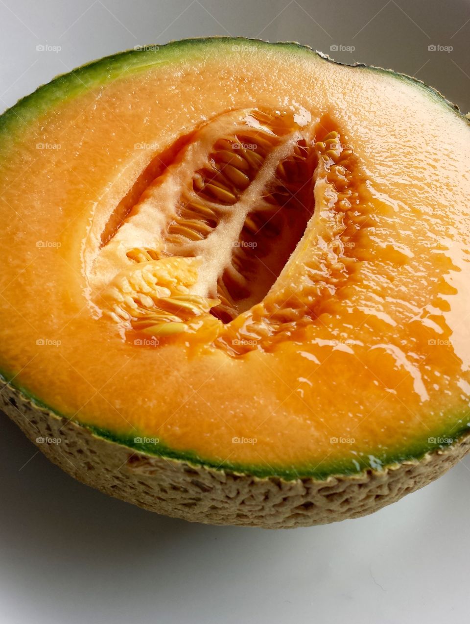 Close-up of a fresh cantaloupe