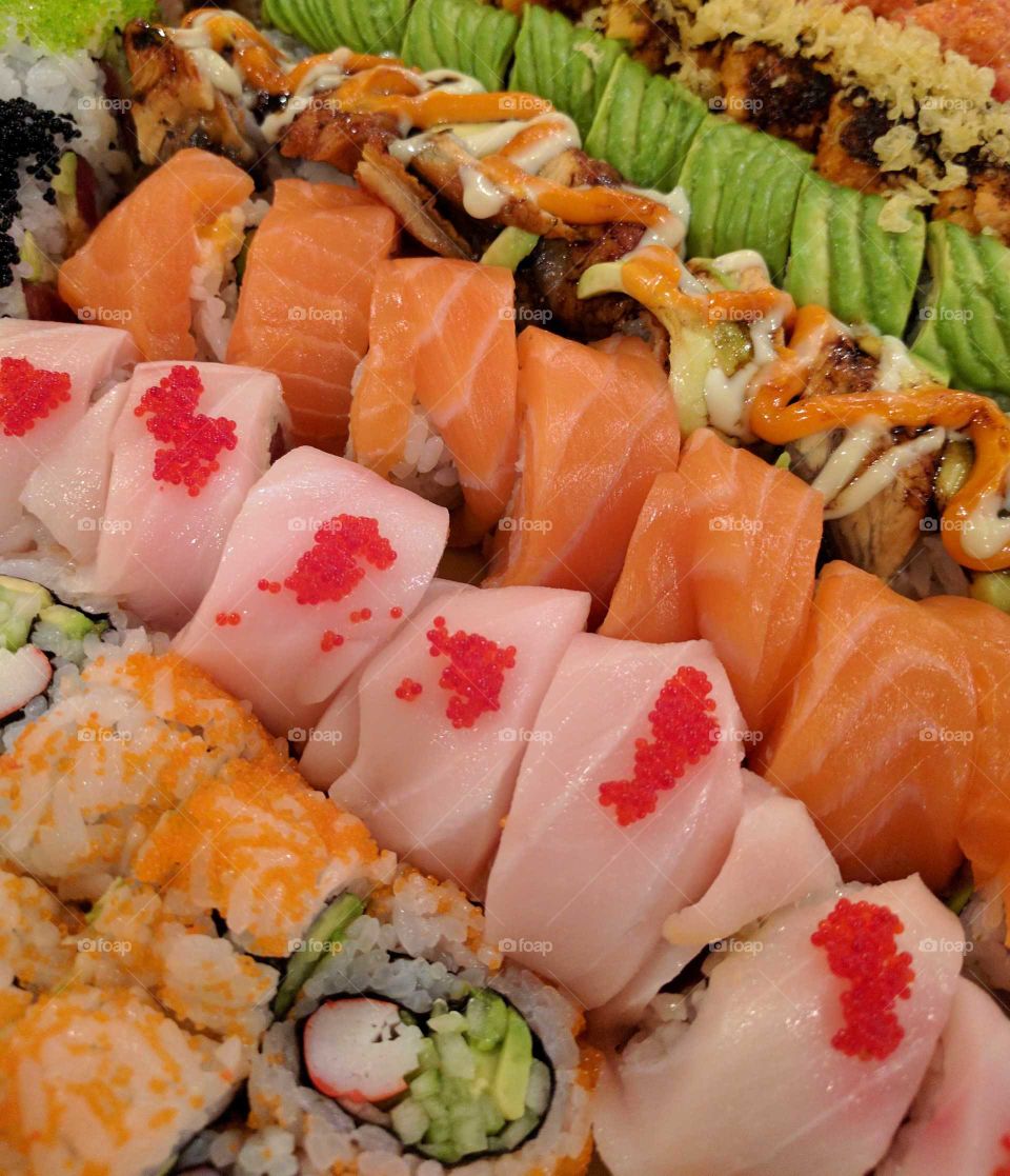 Variety of sushi food