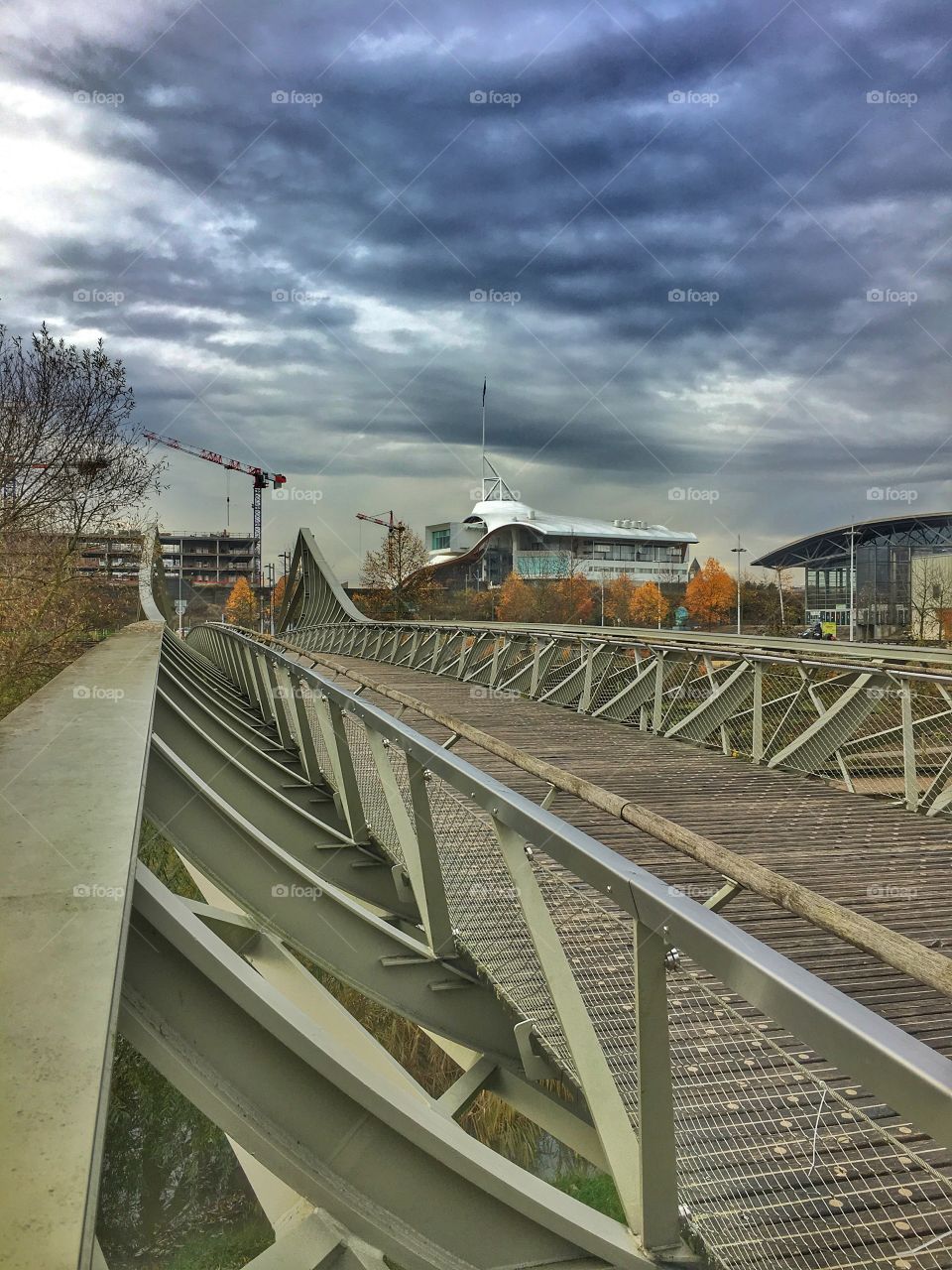 View of centre Pompidou museum from footbridge