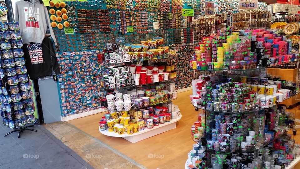 Colorful souvenirs in a store