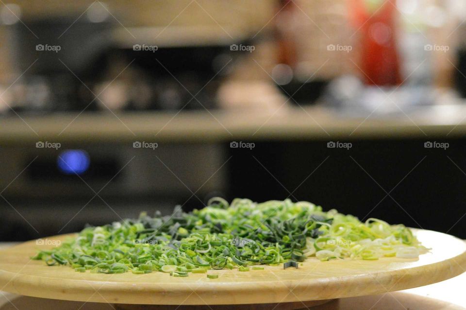 cut leek on a delicious soup