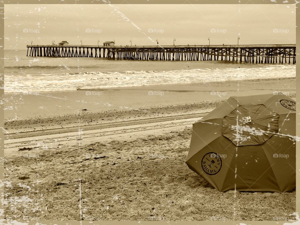 Vintage Art Photography Pier and Umbrellas. Perfect for Framable Wall or Canvas Art, Lifestyle Photography, Greeting Card Art, Poster Art!