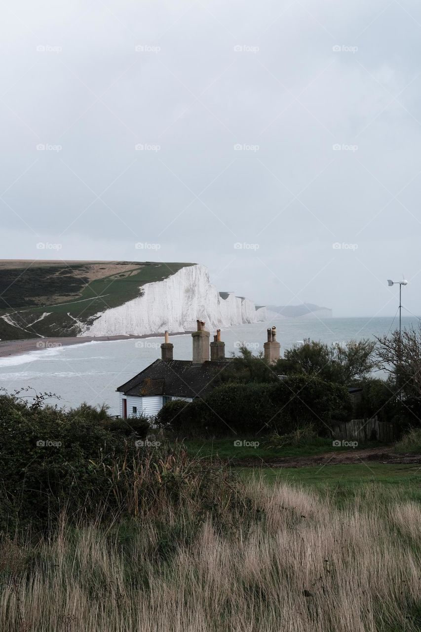 Seven sisters white cliffs in England 
