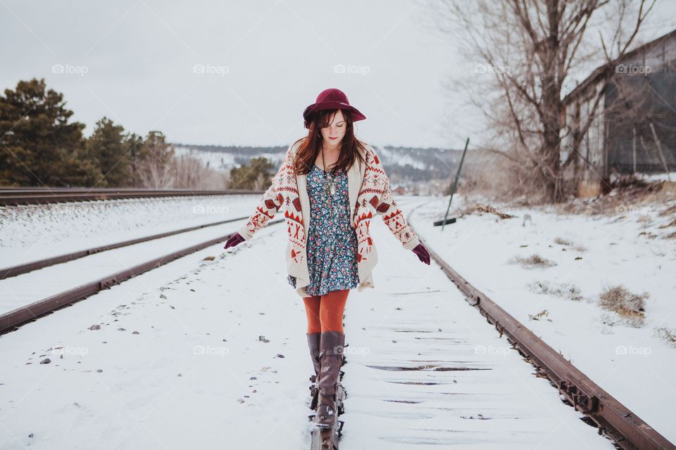 Portrait on skating in winter