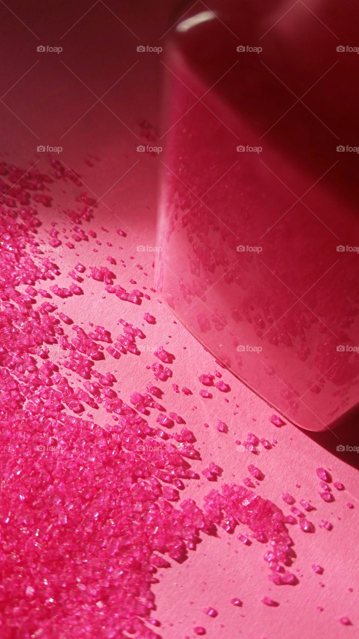 High angle view of bright pink objects