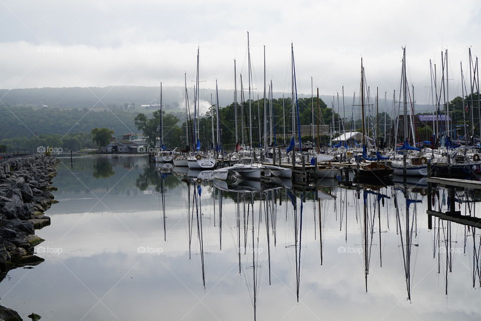 Early Morning Lakefront Marina Reflection