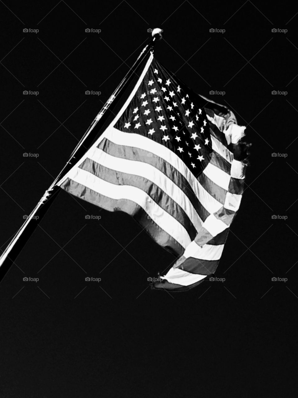 Stars and Stripes in black and white 