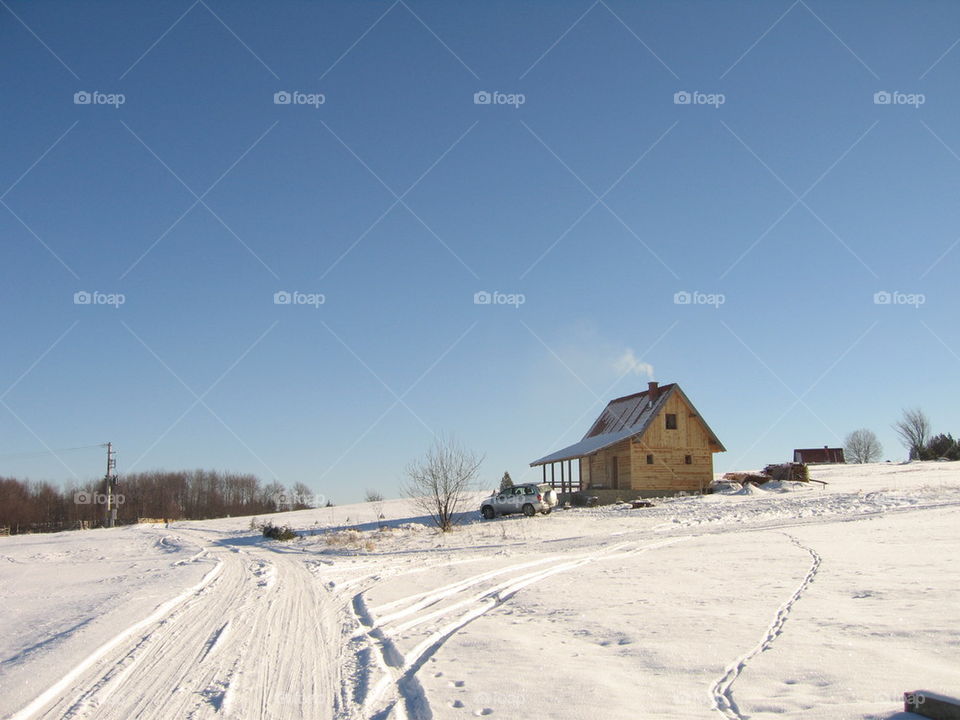 cottage in the mountain in winter