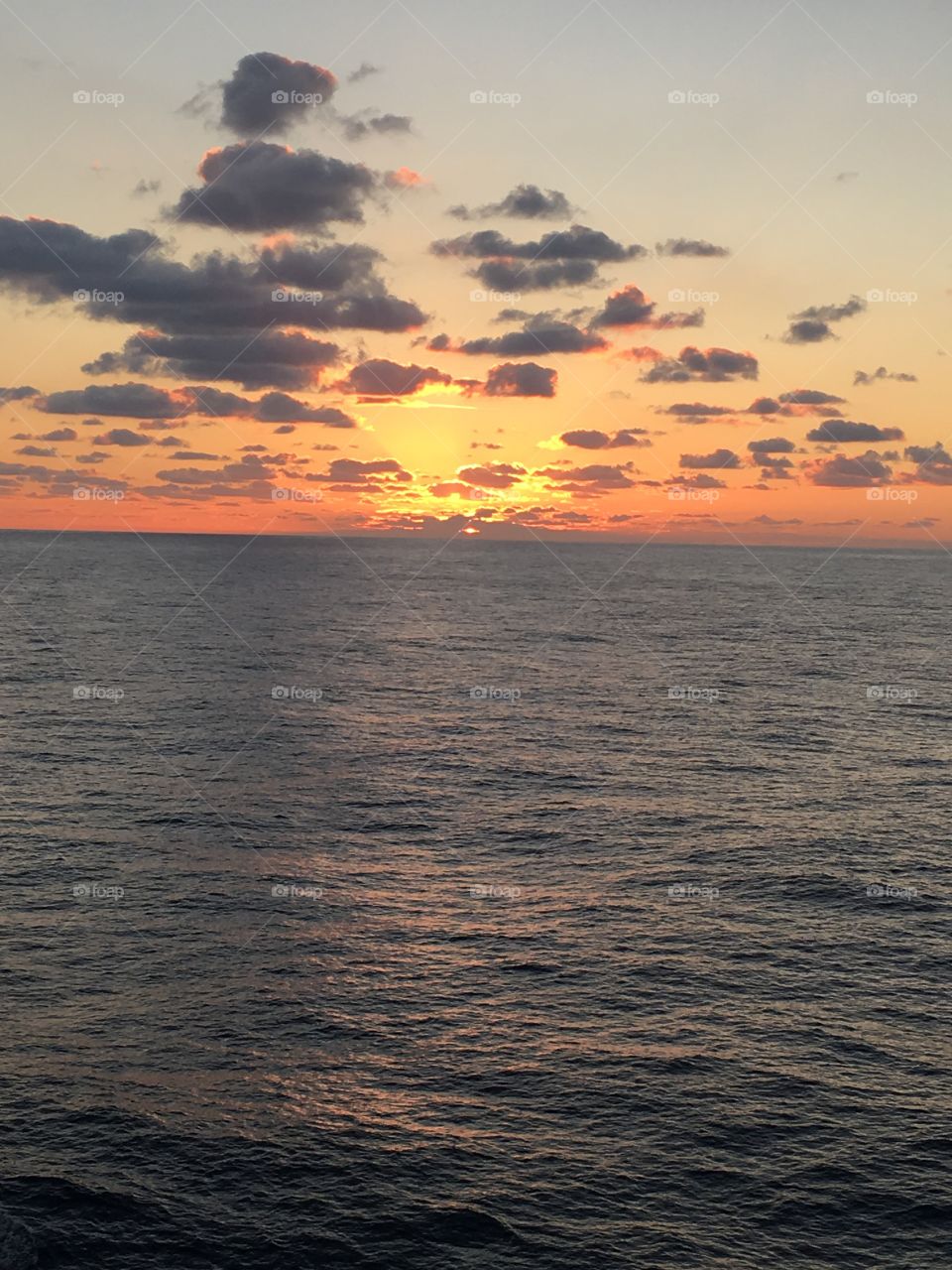 Sunset on the open ocean