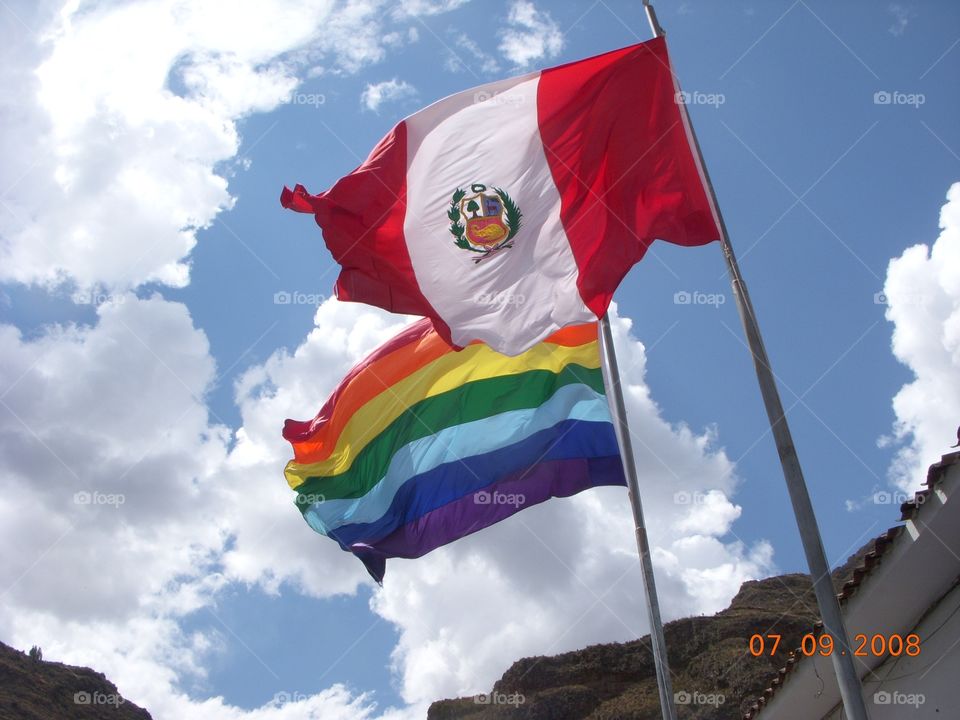 Cusco and Peru Flags