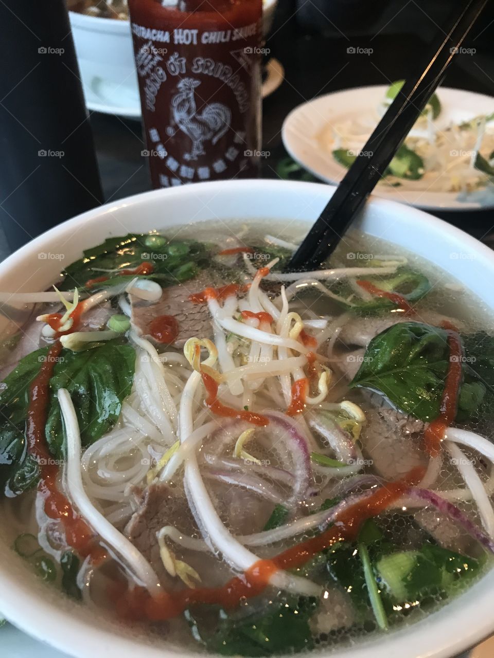 Chicken Pho - Noodle Soup, siracha 