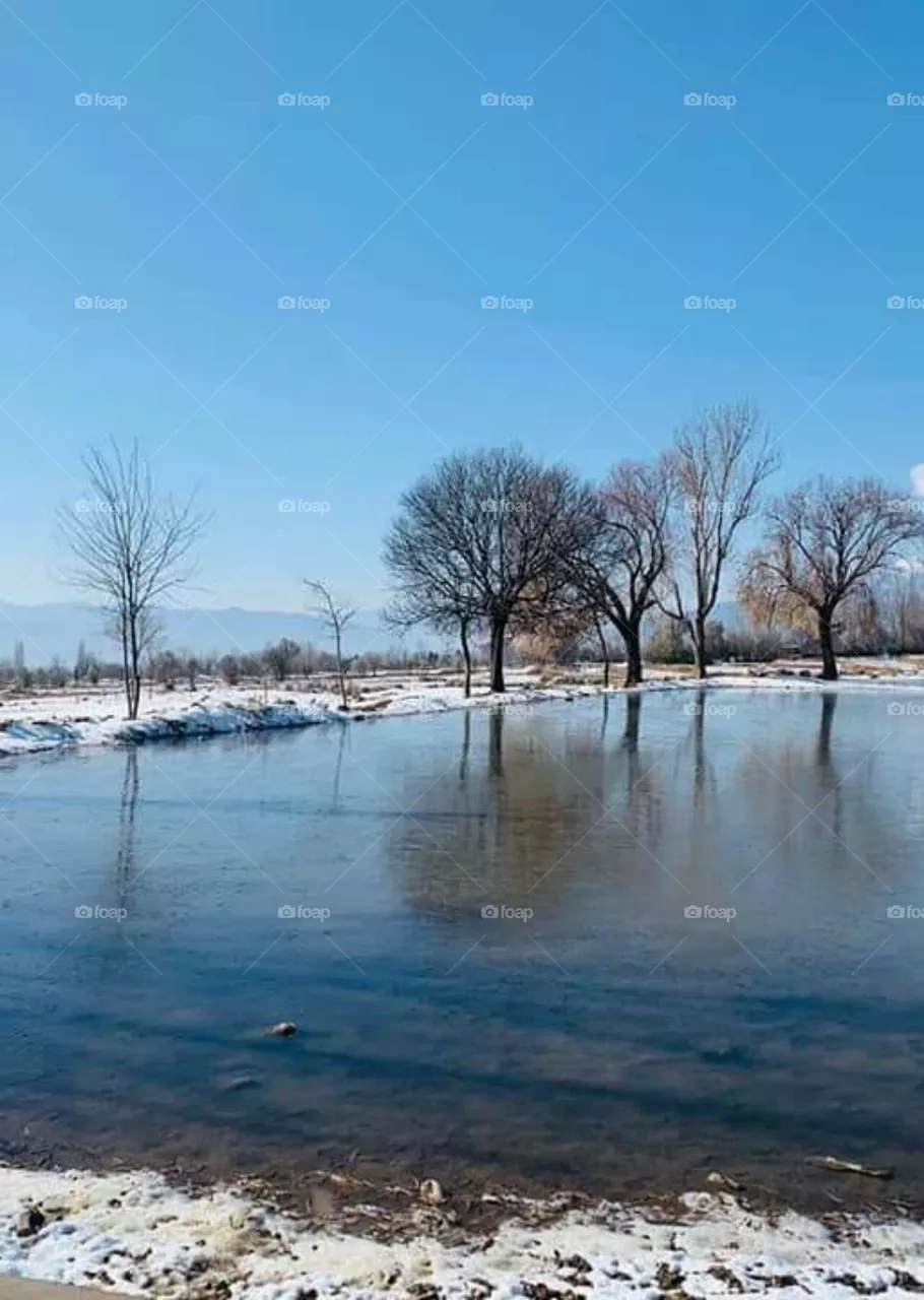 water in snow