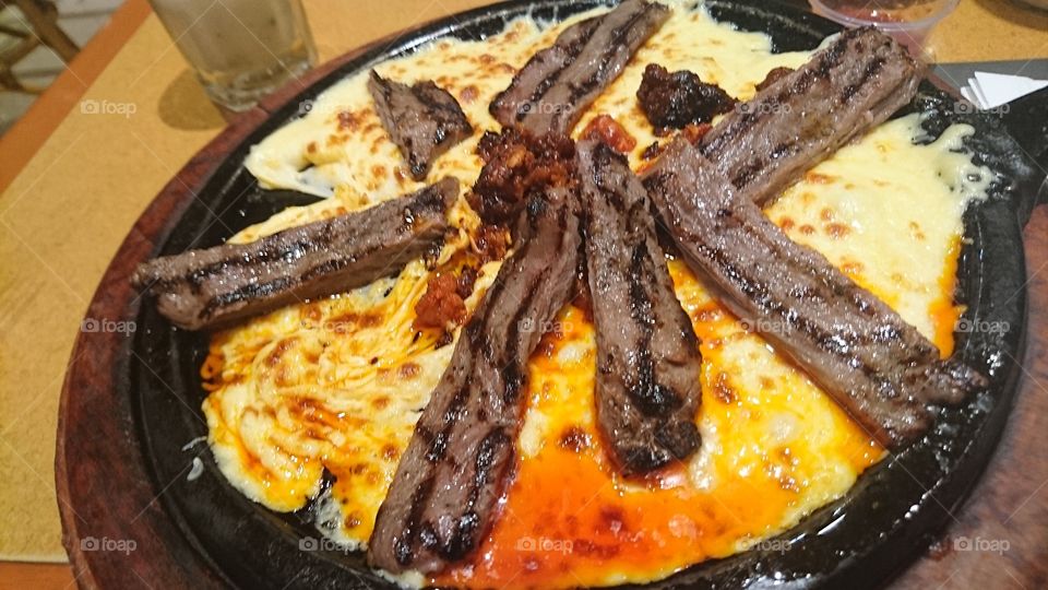 arrachera con queso
