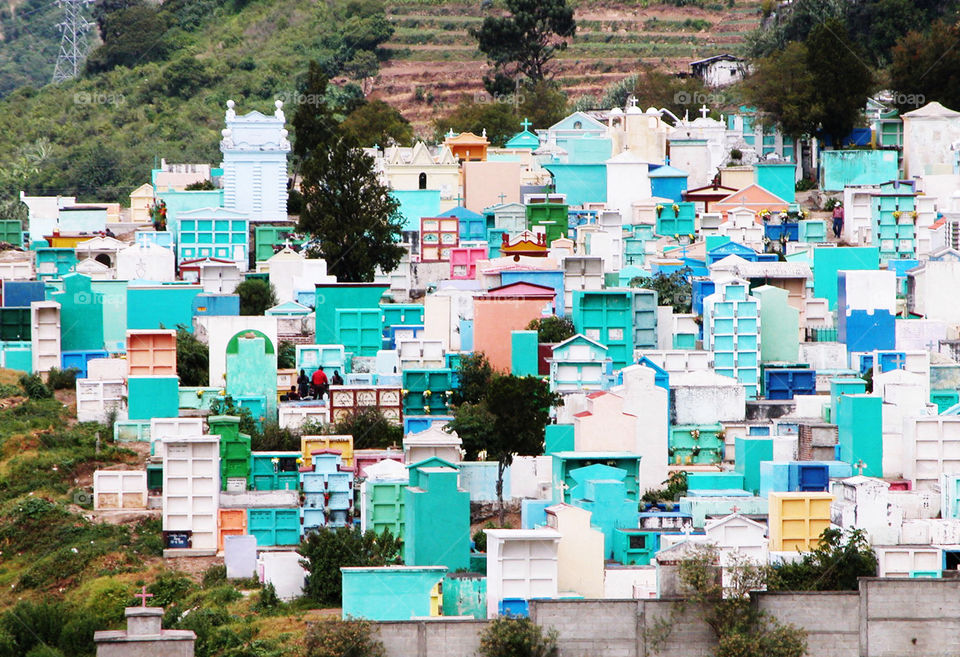guatemala colorful cemetery hillside by jpt4u