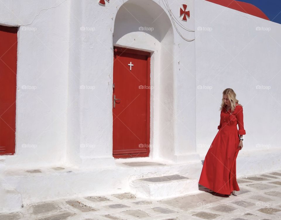 Lady in red dress 