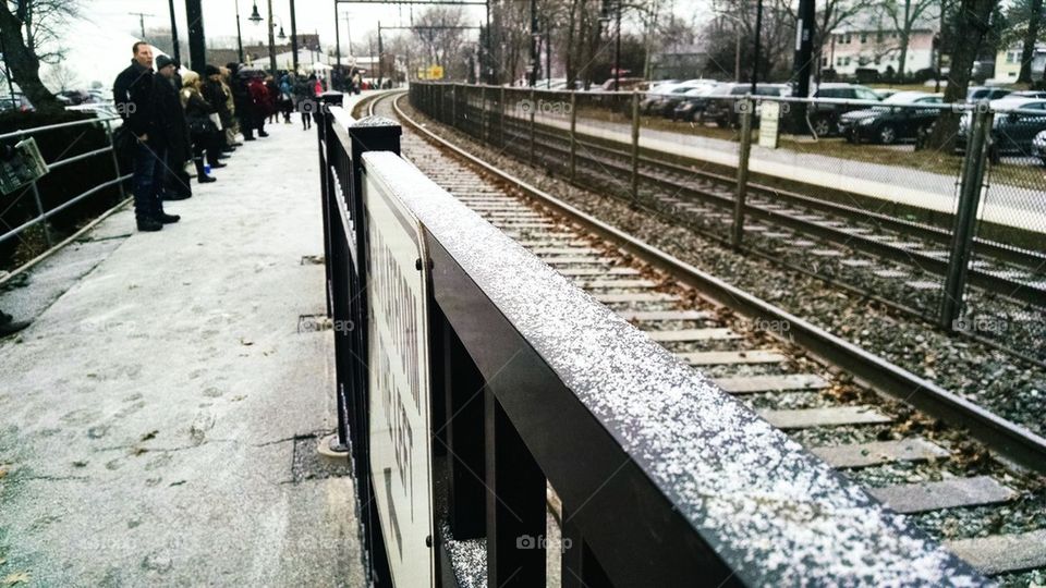 Snowy Train Tracks NJ